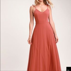 LULUS METEORIC RISE RUSTY ROSE MAXI DRESS